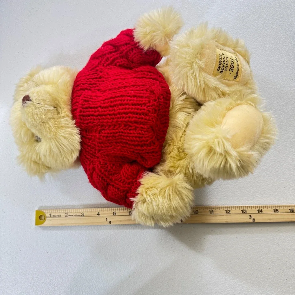 Giorgio Beverly Hills 2001 Collector Bear Red Cable Knit Sweater Teddy Plush Toy